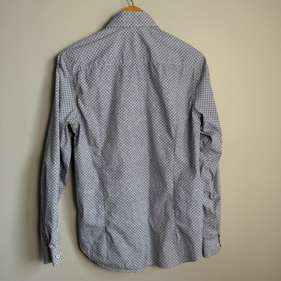 Con.Struct Men's Geometric Long Sleeve Button Up Casual Shirt 15.5 Flip Cuffs - Picture 7 of 16